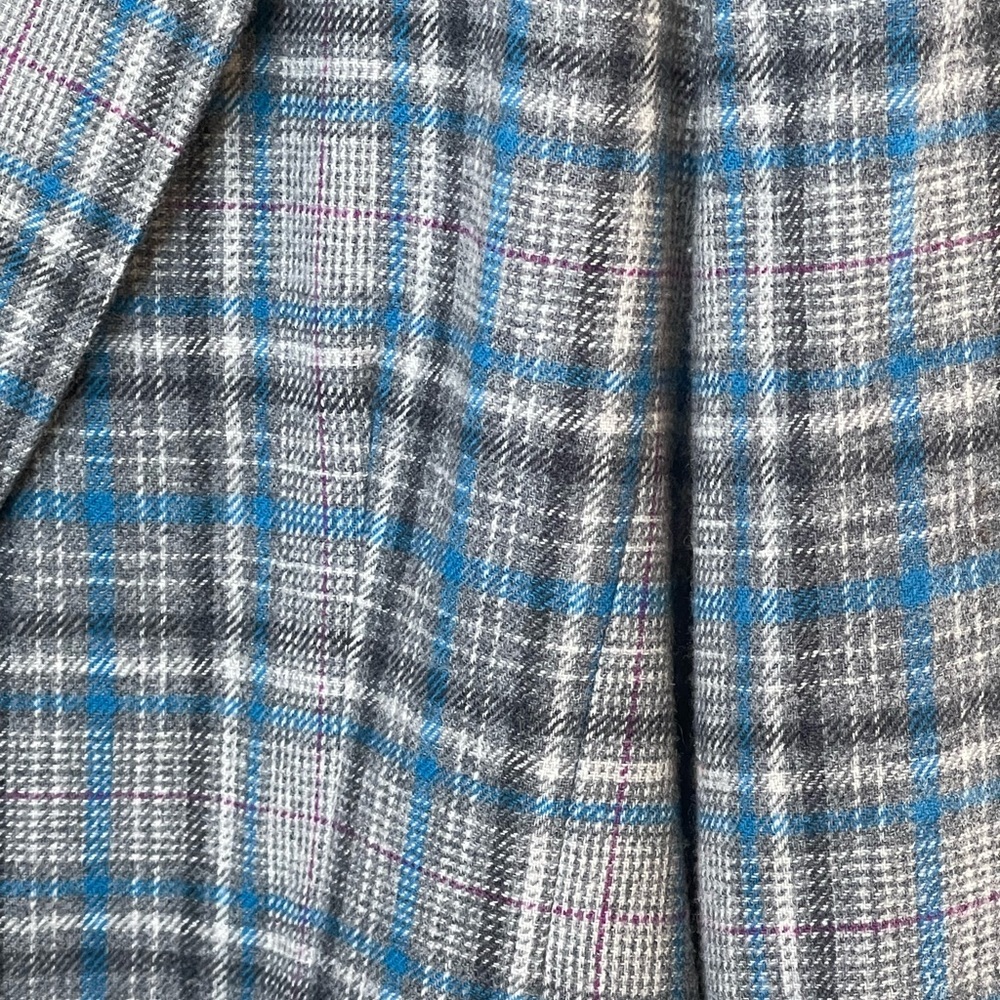 vintage Pendleton wool blazer & pleated skirt suit set in blue & gray plaid - Picture 14 of 16